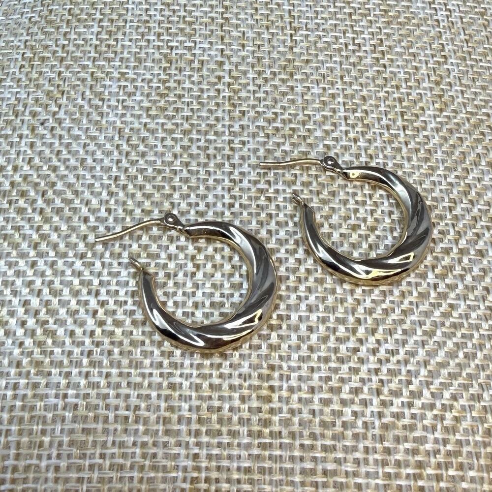 MA Israel 14K Yellow Gold Twist Hoop Earrings Michael Anthony 1.2 Grams - Picture 6 of 7